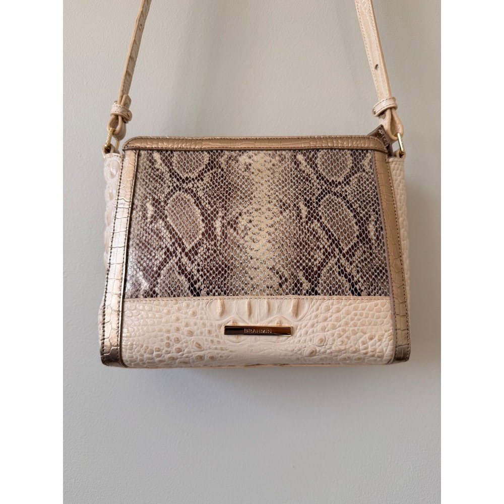 Brahmin Carrie Crossbody Bag Sunglow Dakota Snakeskin Croc Leather N67106000381 - Picture 2 of 15
